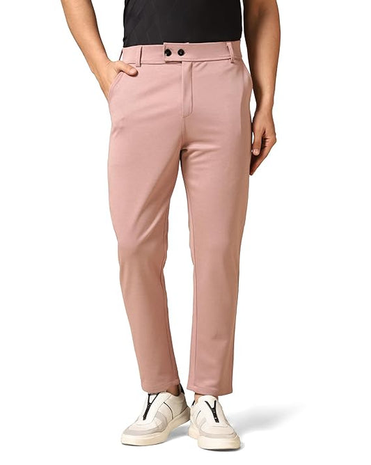 Men's casual pink pants by Seasons, featuring a relaxed fit and comfortable fabric, shown on a model.