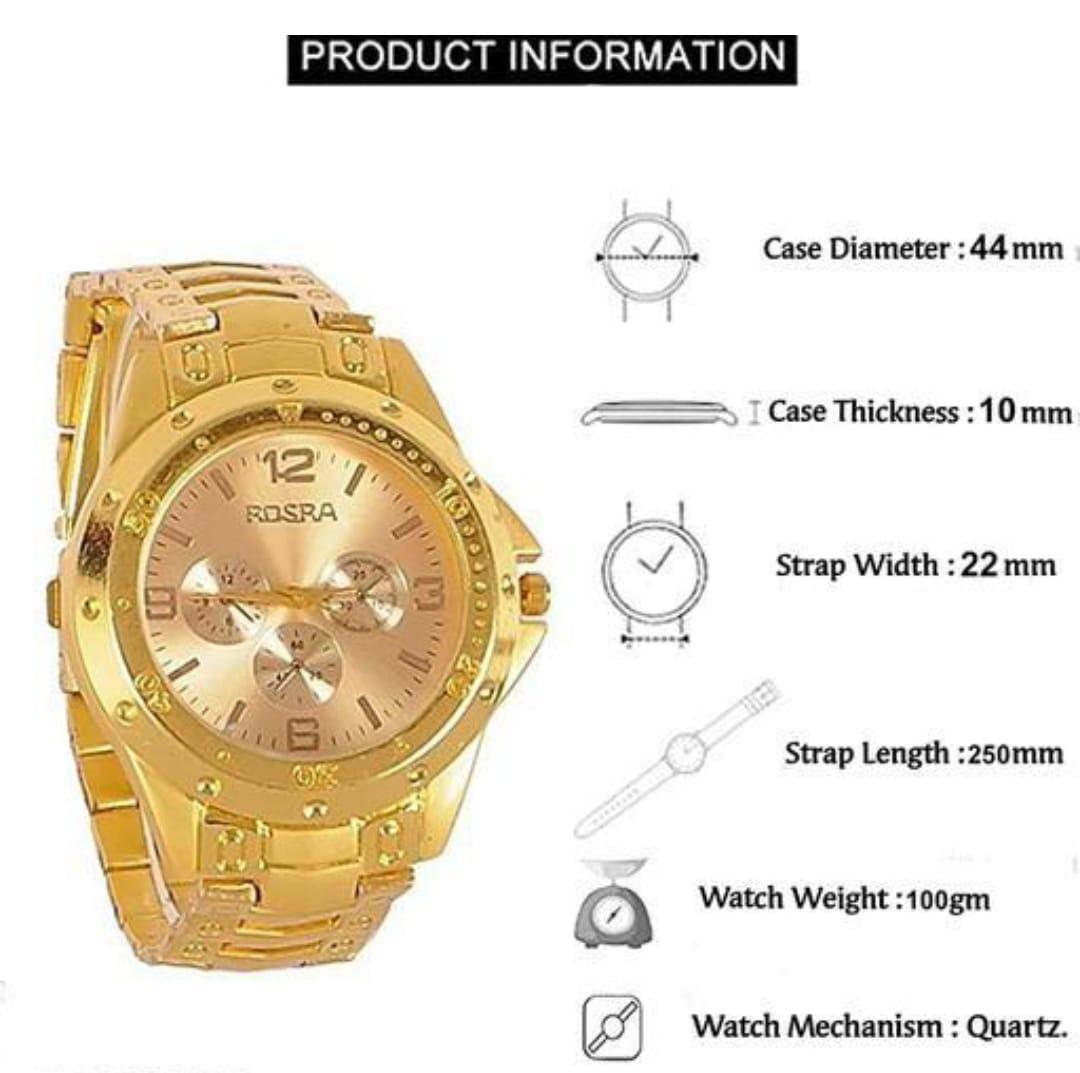Men's golden stainless steel watch from Drpshippr's men's collection, featuring a sleek design and gold-tone finish.
