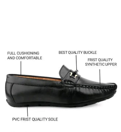 Men's Hugh-01 Black Faux Leather Driving Penny Loafers and Boat Shoes from Drpshippr, showcasing sleek slip-on design and stylish detailing.