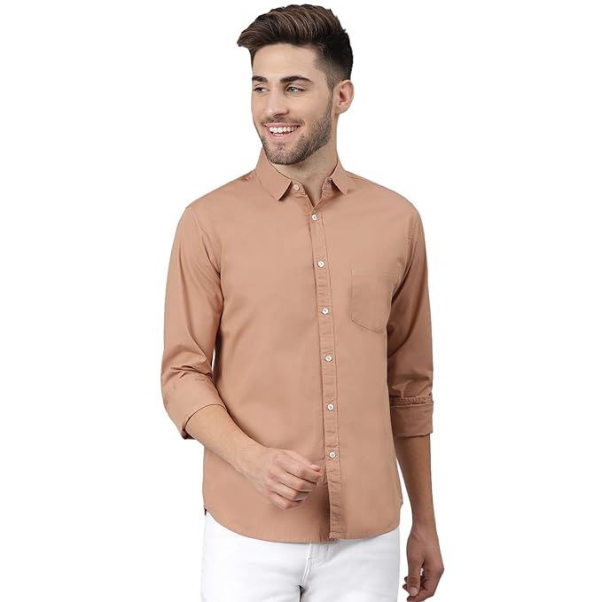 Black men's slim fit shirt from Seasons, tailored fit with long sleeves and classic collar, displayed on a hanger.