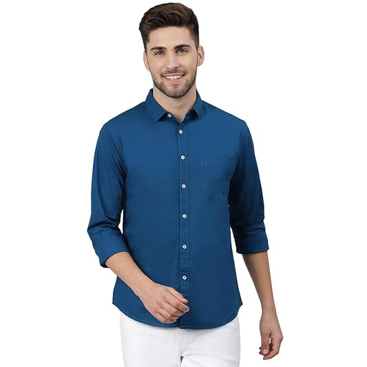 Seasons men's regular fit formal shirt in a classic design, shown in a close-up view of the shirt fabric and collar.