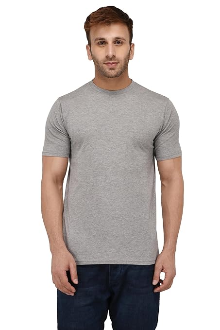 Men's plain grey cotton T-shirt by Seasons, showcasing a comfortable fit and classic crew neck design.