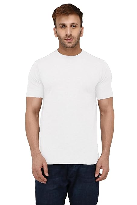 Men's plain white cotton T-shirt by Seasons, featuring a classic crew neck and smooth fabric, perfect for casual wear.