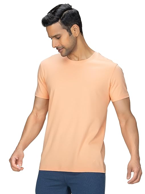 Light orange men's regular fit T-shirt from Seasons, casual short-sleeve T-shirt with a comfortable fit and simple design.