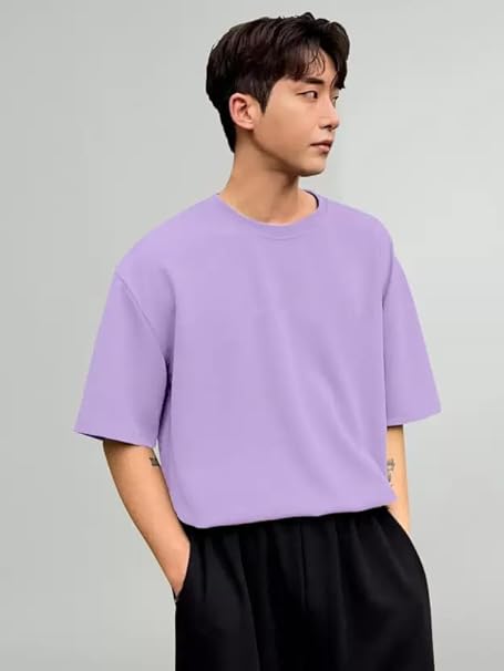 Men's purple round neck T-shirt by Seasons, casual fit, soft fabric, shown on a model with a plain background.