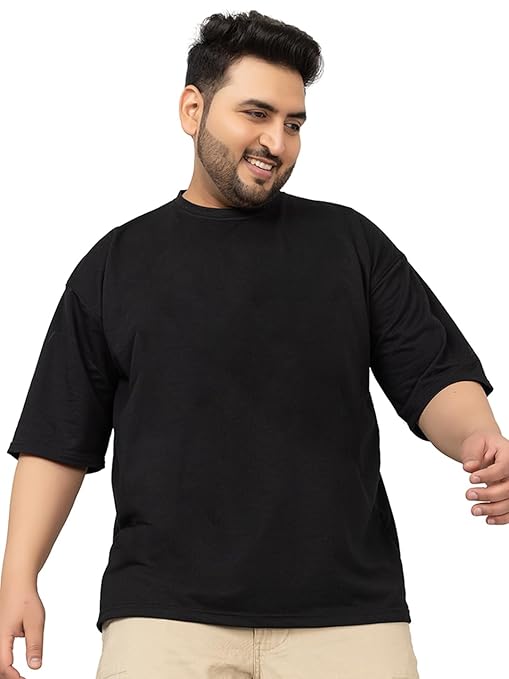 Black cotton men's T-shirt from Seasons, casual short-sleeve T-shirt with a comfortable fit and simple design.