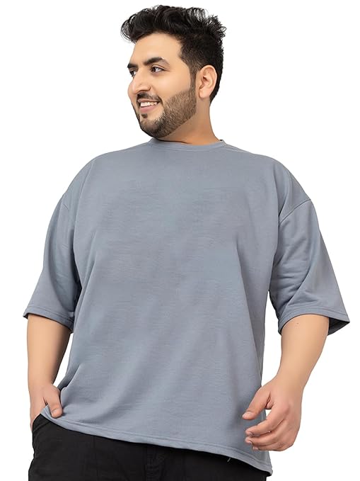 Men's cotton slate grey T-shirt by Seasons, plain casual T-shirt displayed on a neutral background.