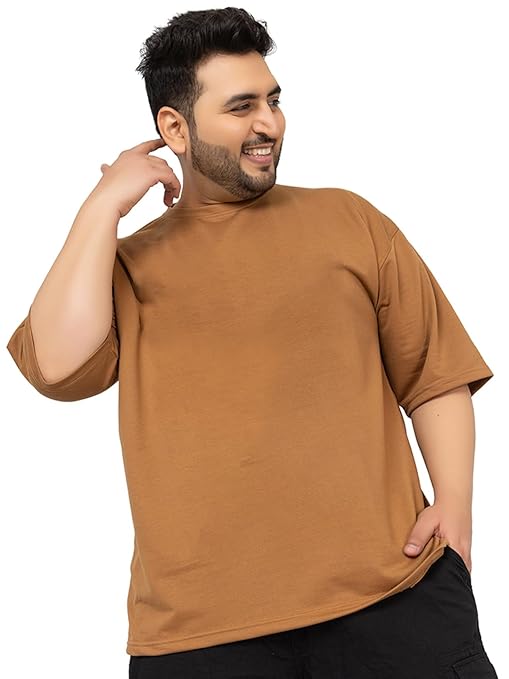Men's cotton golden brown T-shirt by Seasons, showcasing a comfortable fit and soft fabric in a casual style.