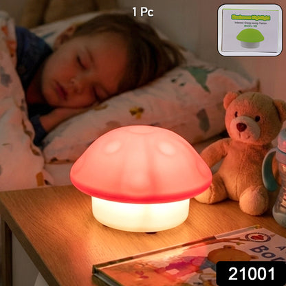 Wukusy mushroom-shaped LED night light with mix color glowing softly, perfect for children's bedrooms and cozy decor.
