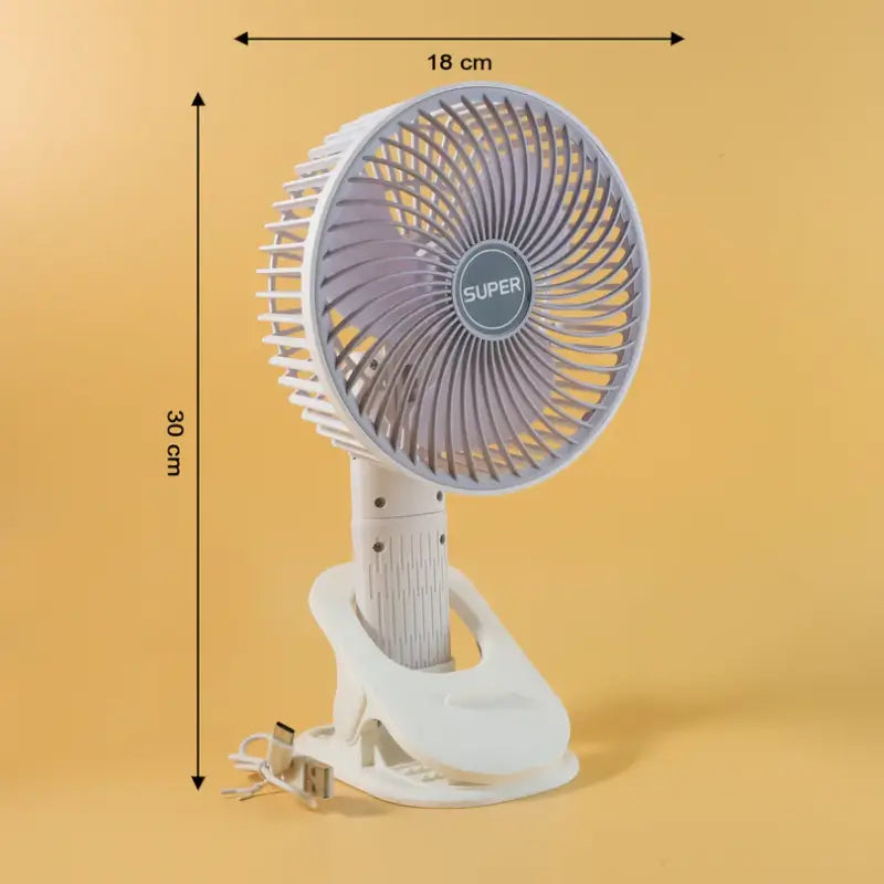 Ekom portable USB handheld and desktop fan, compact rechargeable cooling fan for home improvement and personal use.