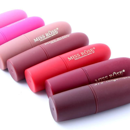 Miss Rose matte finish bullet lipstick in shade Chii 7301-026B, vibrant lip color from Drpshippr.