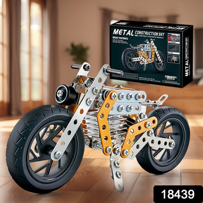 Wukusy metal DIY bike building blocks set with 162 pieces, including bike tools and parts for kids' bike construction.