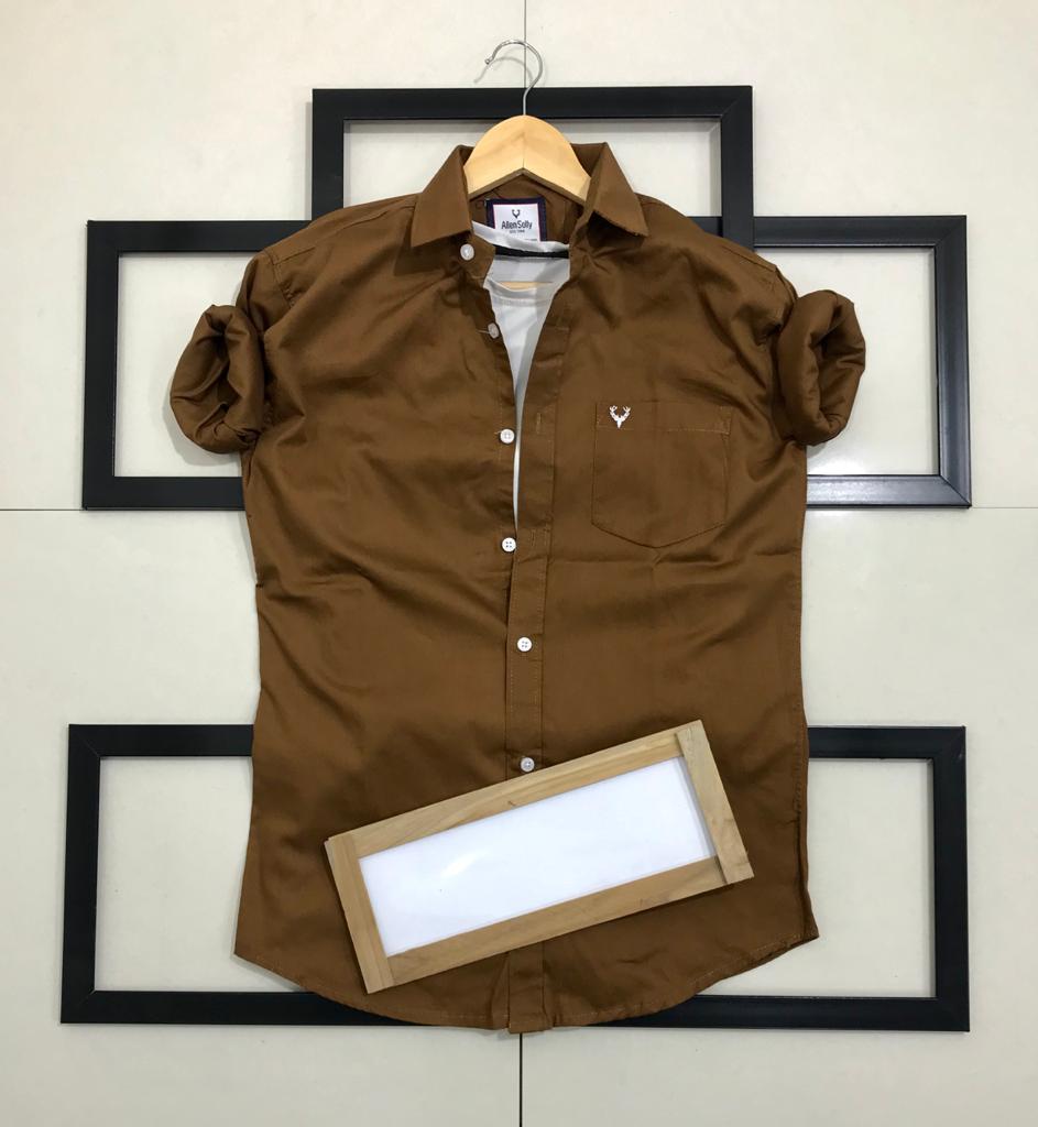 Seasons men's brown full sleeves shirt with a normal fit, casual style, and button-down design for everyday wear.