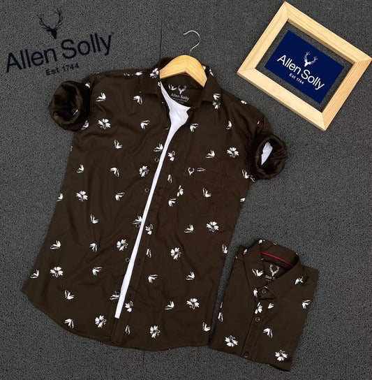 Seasons brown printed full sleeves men's shirt with button closure and collar, stylish casual shirt for men.