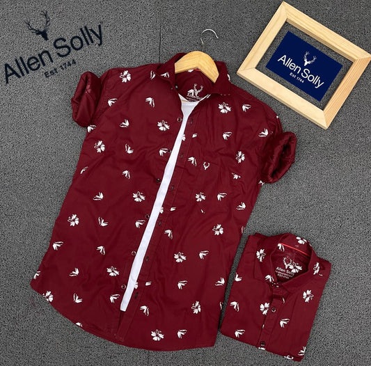 Maroon printed full sleeves men's shirt by Seasons, featuring a stylish design and comfortable fabric for casual wear.