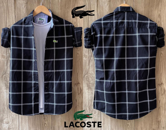 Navy full-sleeve men's shirt by Seasons, made of comfortable fabric, featuring a classic collar and button-down front.