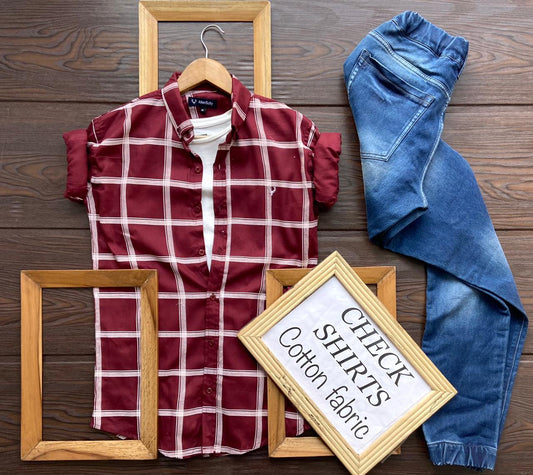 Maroon full sleeves men's shirt by Seasons, featuring a stylish design, perfect for casual or formal occasions.