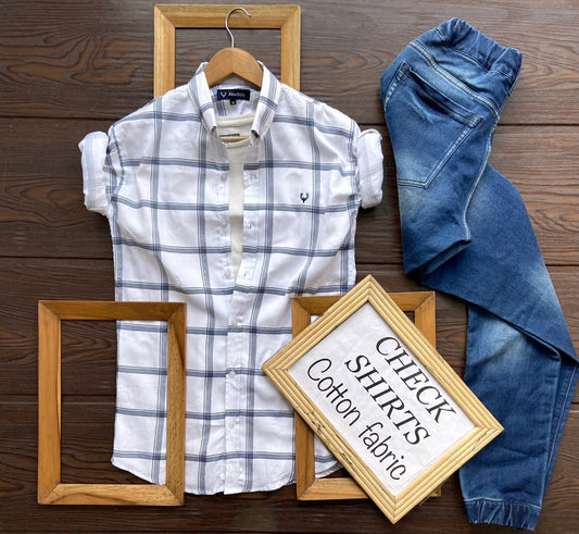 White full-sleeves men's shirt by Seasons, casual style with a classic collar and button-down front, suitable for everyday wear.