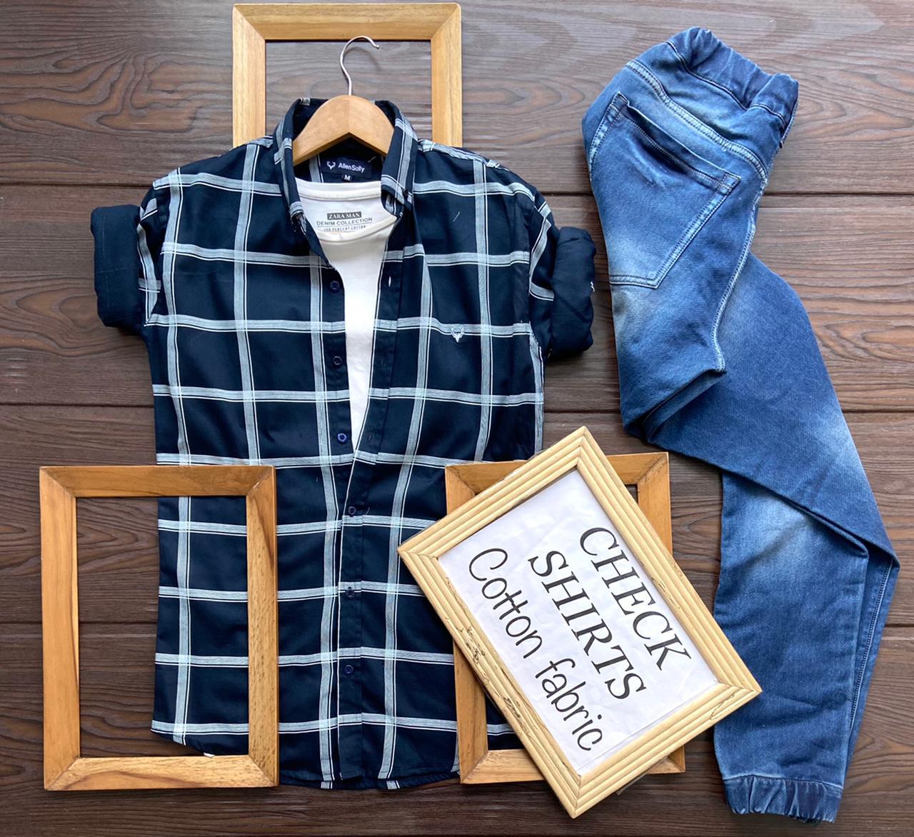 Blue men's full sleeves shirt by Seasons, featuring a trendy design, long sleeves, and a casual fit.