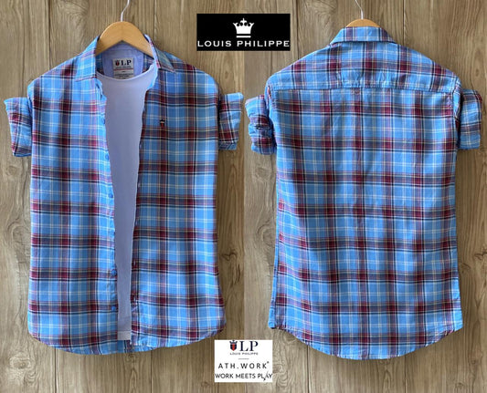 Blue full-sleeve men's shirt by Seasons featuring a classic, stylish design, perfect for formal or casual occasions.
