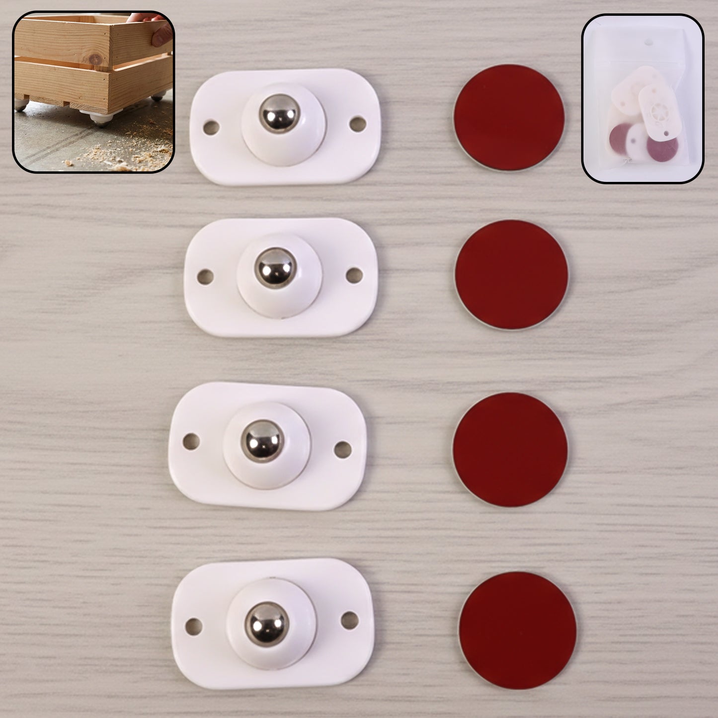 Set of four Wukusy heavy-duty furniture moving mini roller wheels for easy furniture relocation and smooth sliding.