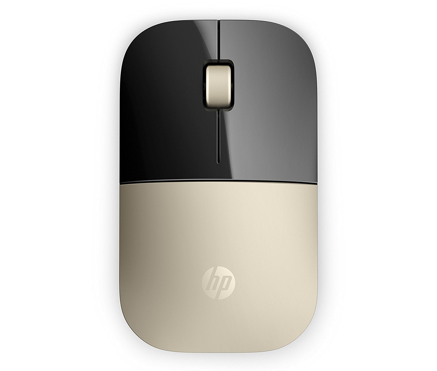 Seasons HP Z3700 wireless optical mouse in gold and black with USB receiver, slim design, 1200 DPI, 2.4GHz wireless connection