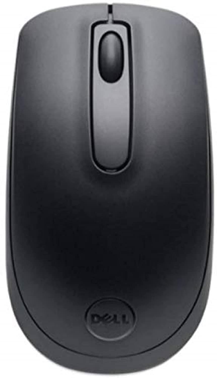 Black Dell WM118 wireless optical mouse with 2.4GHz connectivity, designed for smooth navigation and comfortable use.