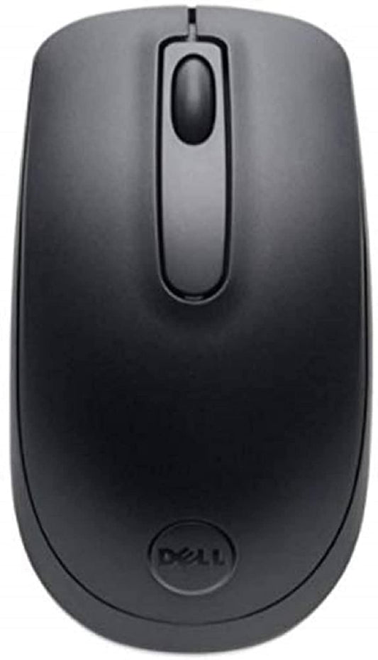 Black Dell WM118 wireless optical mouse with 2.4GHz connectivity, designed for smooth navigation and comfortable use.