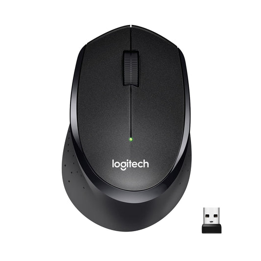 Seasons Logitech M331 Silent Plus wireless optical mouse with 1000 DPI, black color, 2.4GHz wireless connectivity and ergonomic design.
