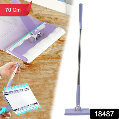Wukusy automatic mini mop for office use with push-pull cloth changing handle and replaceable cloth, compact and easy to use.