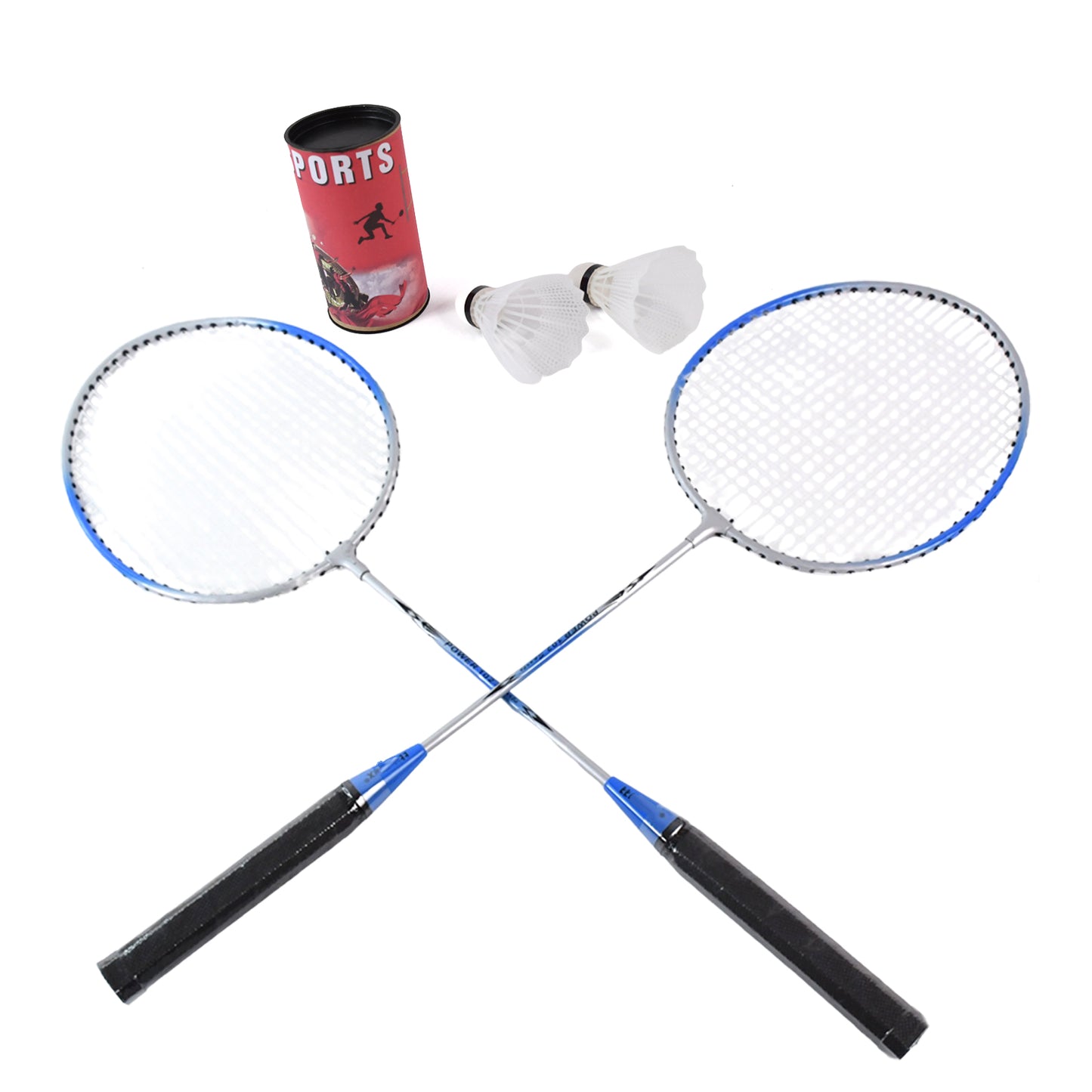 Set of Wukusy premium badminton rackets and shuttlecocks in a complete badminton set, ideal for recreational play.