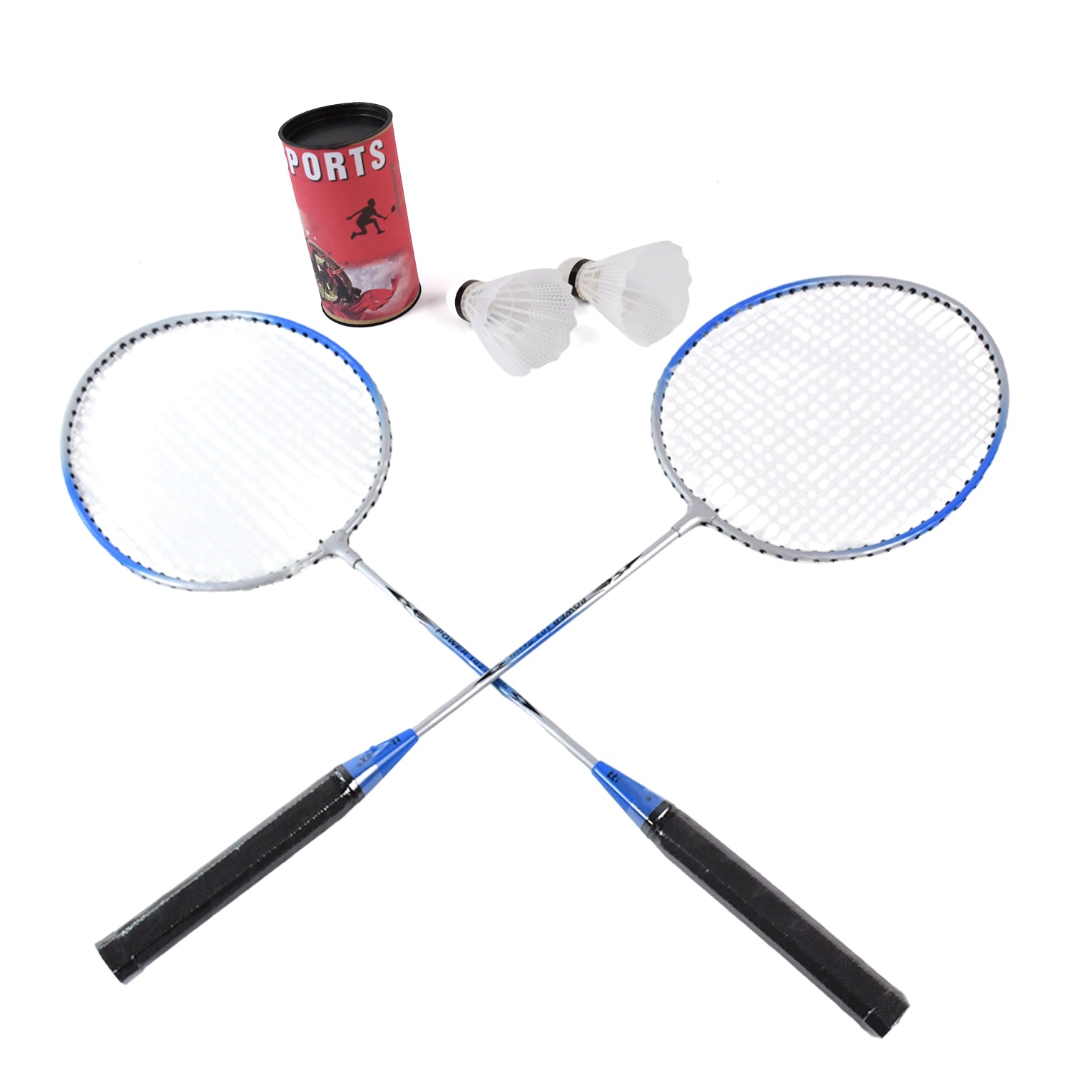 Set of Wukusy premium badminton rackets and shuttlecocks in a complete badminton set, ideal for recreational play.