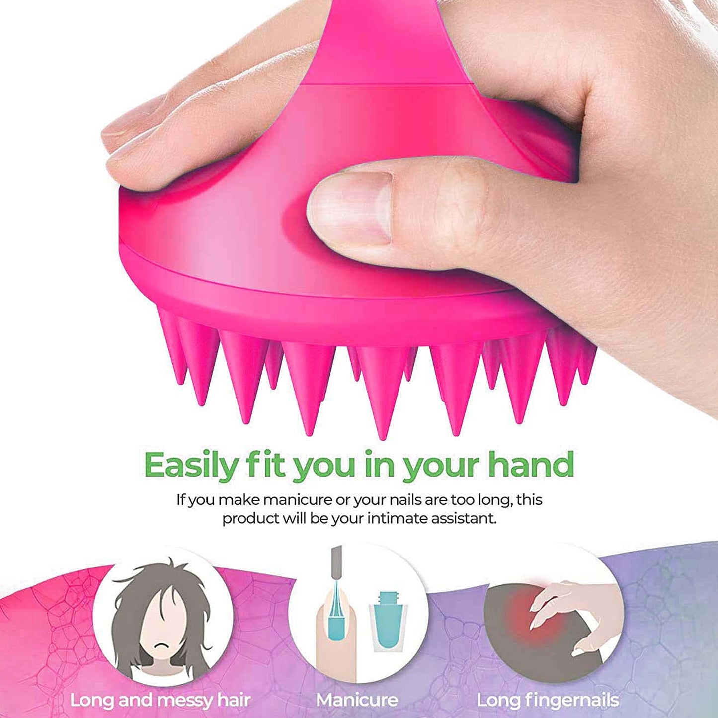 Wukusy scalp massager head massager comb with ergonomic handle and flexible bristles for relaxing scalp massage at home