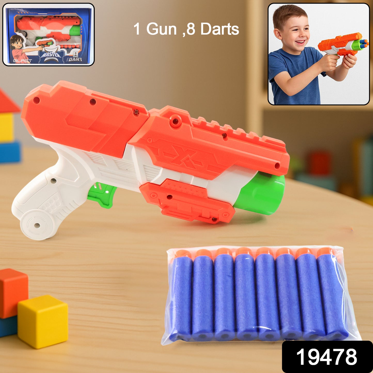Wukusy Z Master Toy Gun with foam bullets, compact shooting toy for kids, featuring colorful design and safety ammunition.
