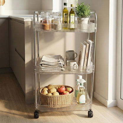 Wukusy 3-layer multipurpose storage trolley with wheels, featuring sturdy shelves and a mobile design for versatile organization.