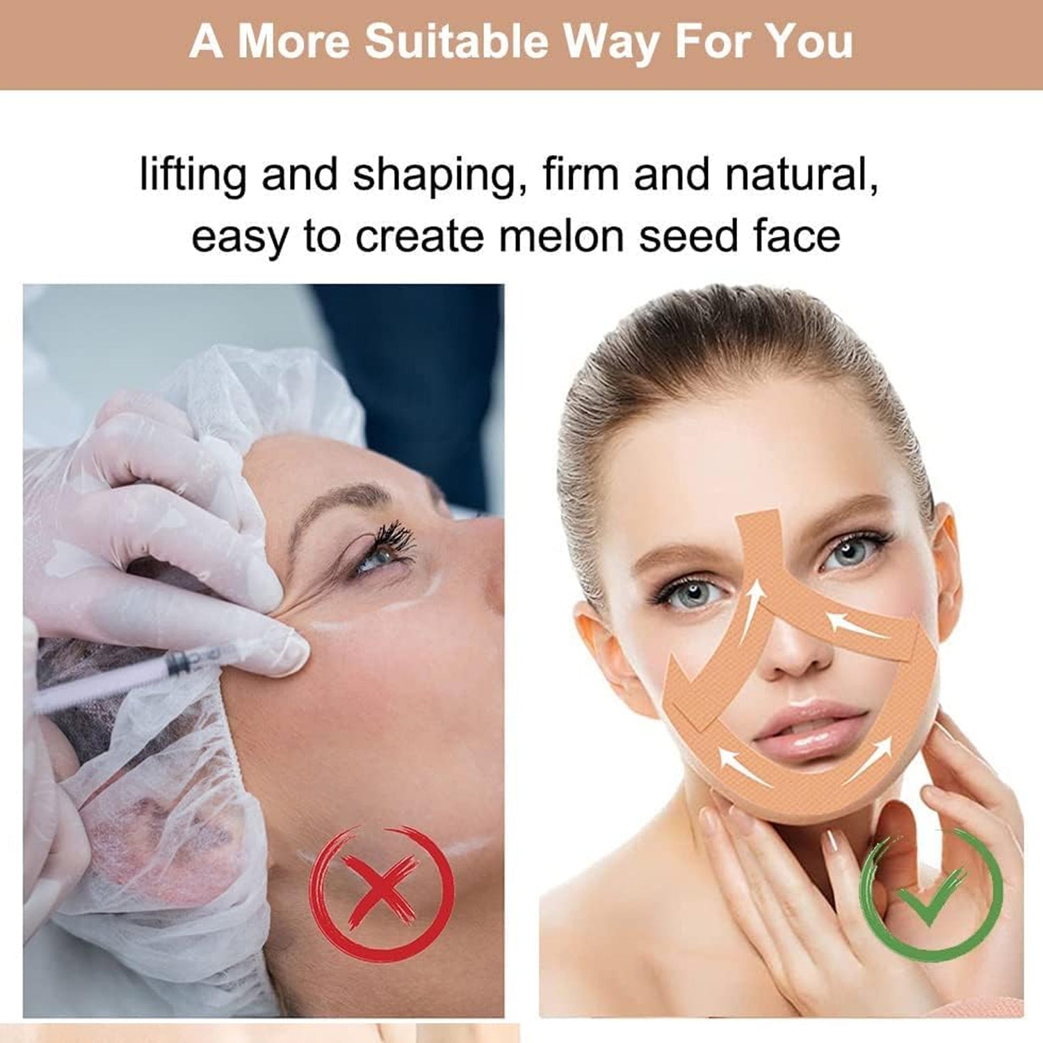 Wukusy face lifting tape, 2.5 cm x 5 m, for facial tightening and myofascial support, shown on a flat surface.