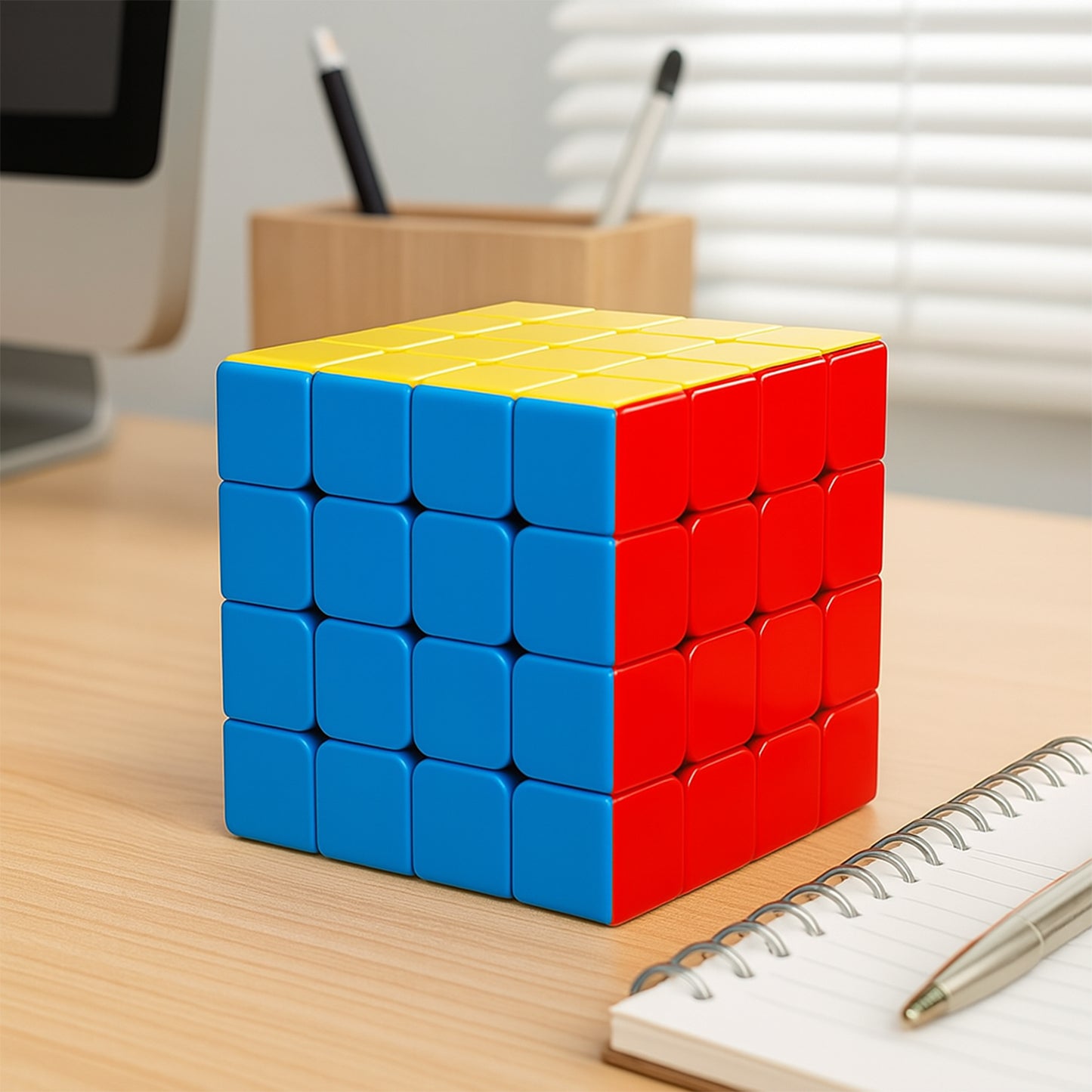 Wukusy 4x4 Magic Speed Cube puzzle toy for kids and adults, colorful twisty cube for brain-teasing fun and mental exercise.
