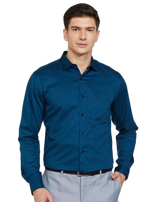 Seasons men's regular fit formal shirt in a classic design, shown in a close-up of the front fabric and collar details.