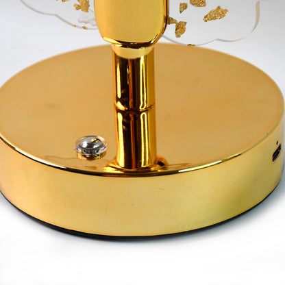 Luxury golden crystal LED table lamp by Wukusy, showcasing a shimmering crystal design with warm LED lighting for elegant home decor.