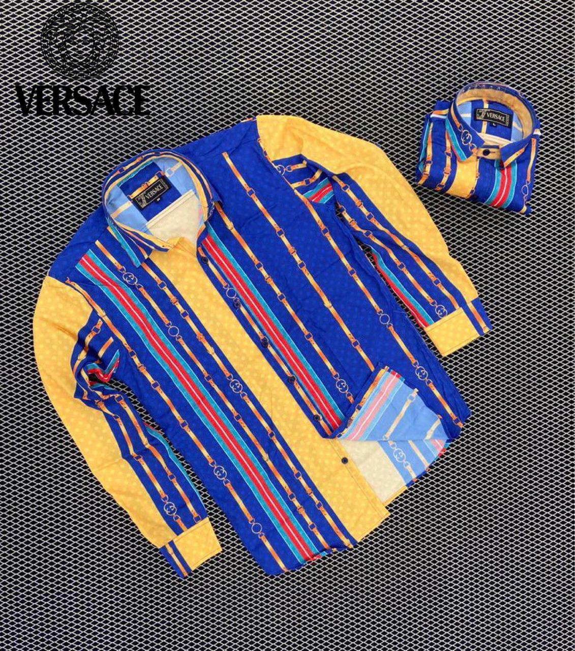 Seasons men's multi-colored cotton silk shirt with a stylish pattern, featuring a classic collar and button-down front.