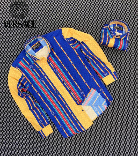 Seasons men's multi-colored cotton silk shirt with a stylish pattern, featuring a classic collar and button-down front.