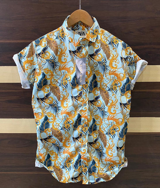 Seasons designer men's floral printed shirt with vibrant flower patterns, casual style, and comfortable fit.