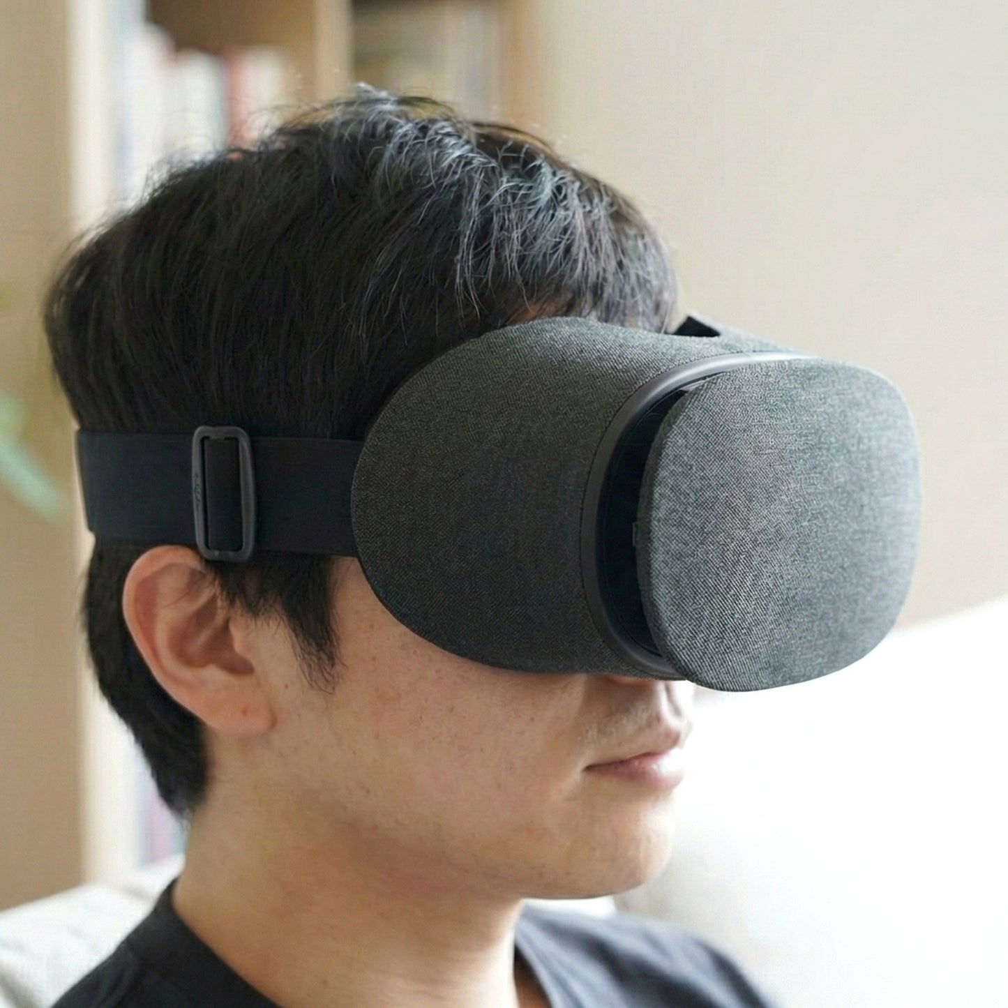 Wukusy VR headset comfort eye mask cover for virtual reality glasses, soft and lightweight, shown on a VR headset in close-up.