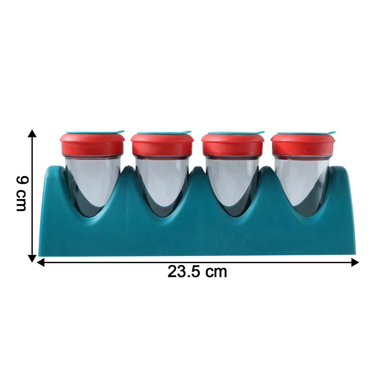 Wukusy 4-in-1 multipurpose spice shaker set with four compartments and a clear lid for easy seasoning and storage.