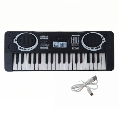 Wukusy electronic musical keyboard toy for kids with colorful keys and multiple sound options, mini piano ideal for young children.