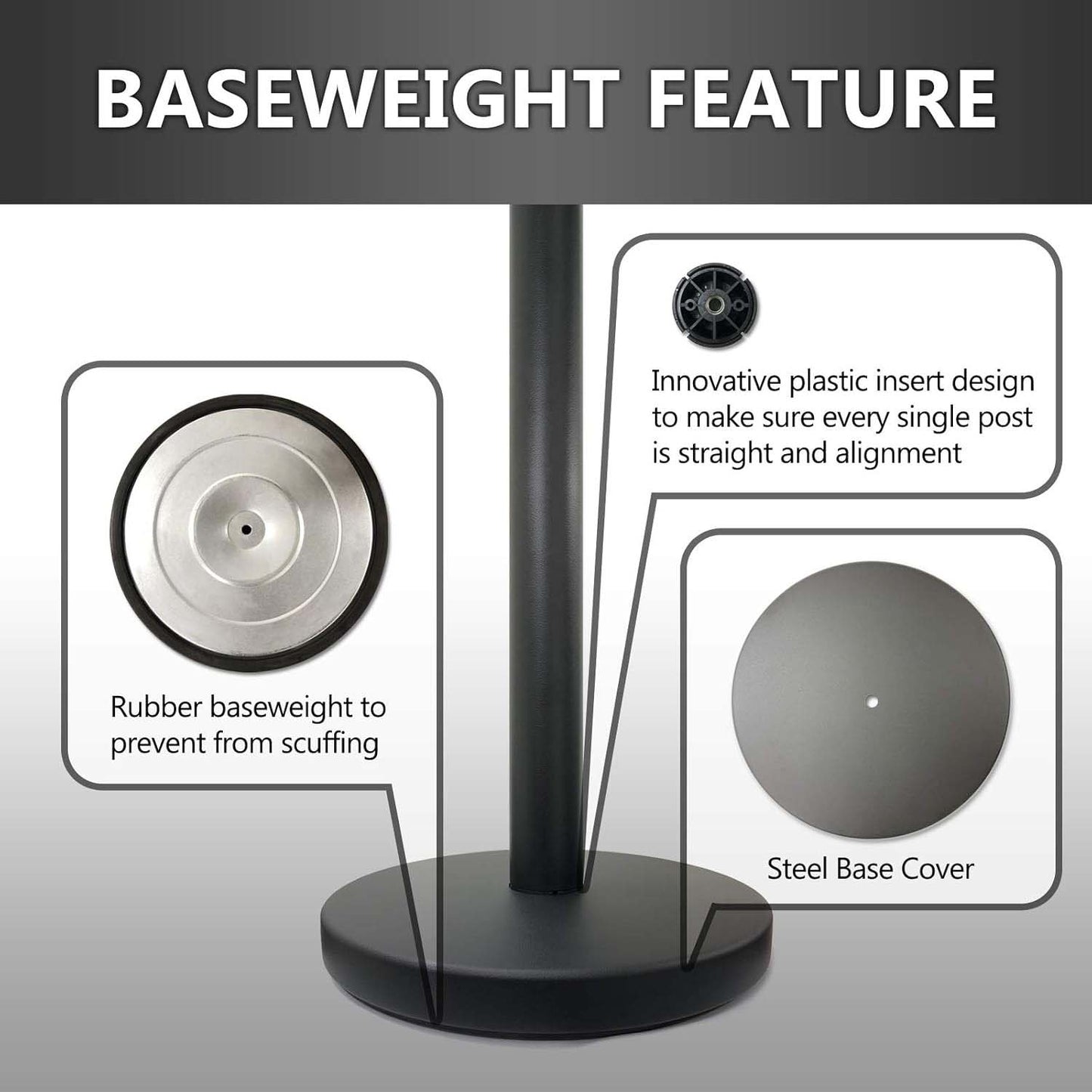 Wukusy heavy duty retractable belt crowd control pole with sturdy base, ideal for managing queues and directing foot traffic.