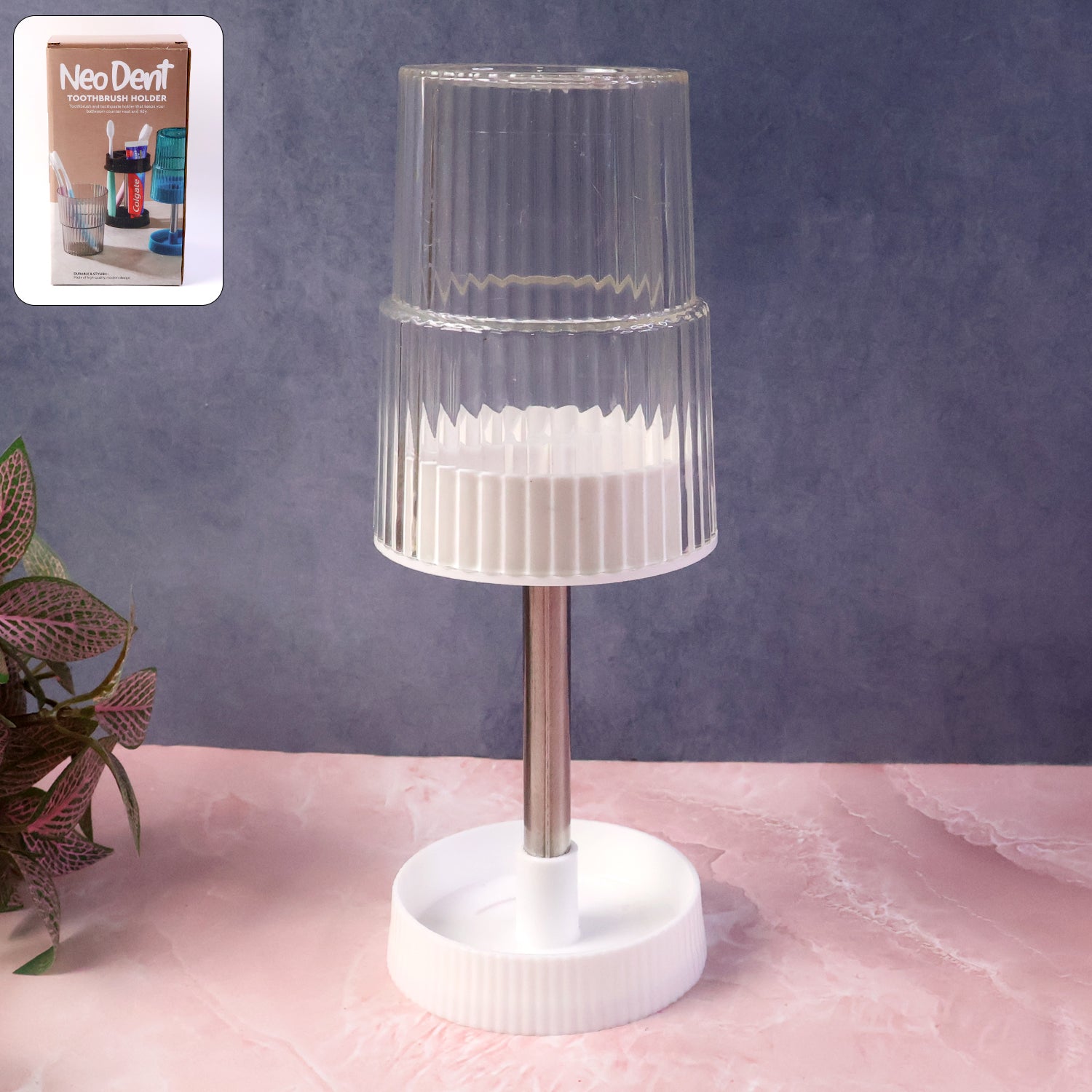 Wukusy rotating bathroom toothbrush holder stand with multiple slots for toothbrushes and toothpaste in a modern home improvement setting.