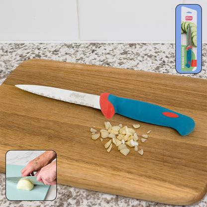 Wukusy Supermom premium stainless steel paring knife with ergonomic handle for precise kitchen slicing and peeling tasks.