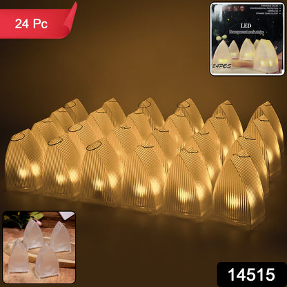 Set of 24 transparent decorative LED candle lights by Wukusy, perfect for home decor and creating cozy ambiance.