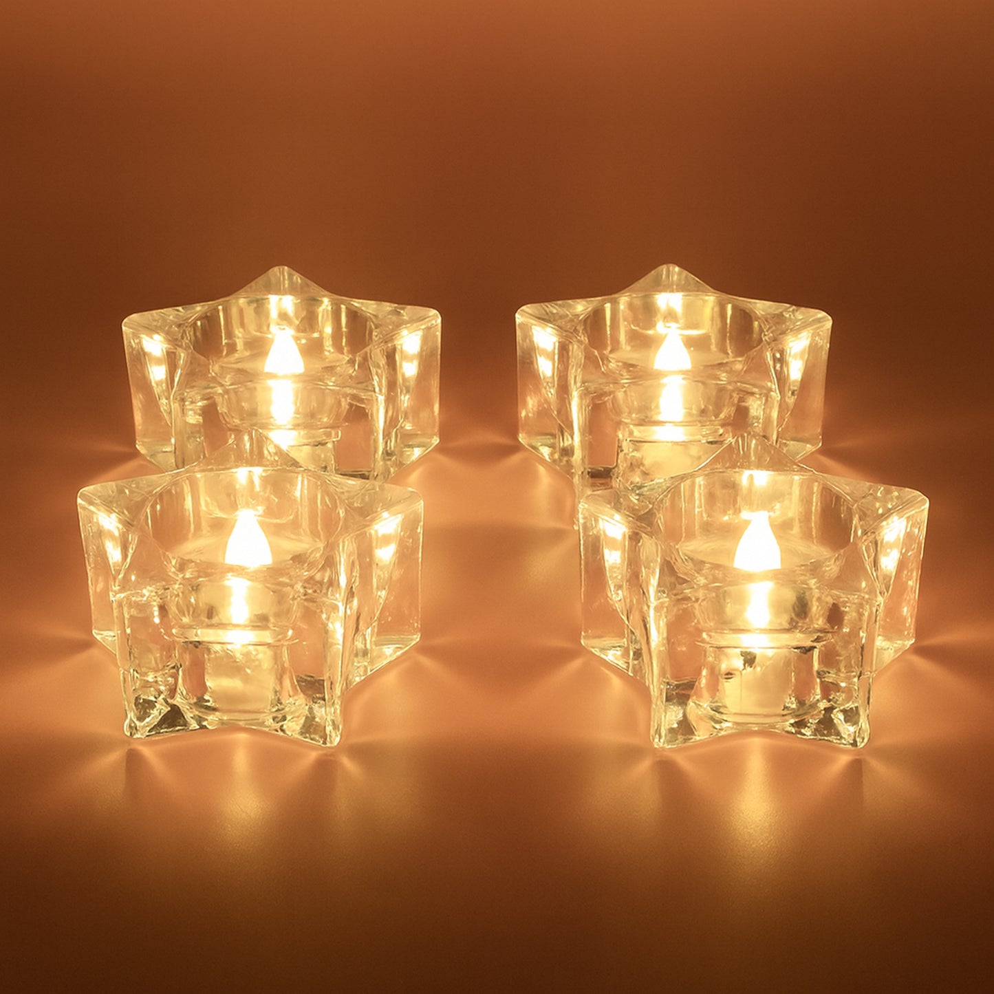 Set of 12 Wukusy LED crystal-effect flameless smokeless candles for home decor, featuring warm, flickering light and elegant design.